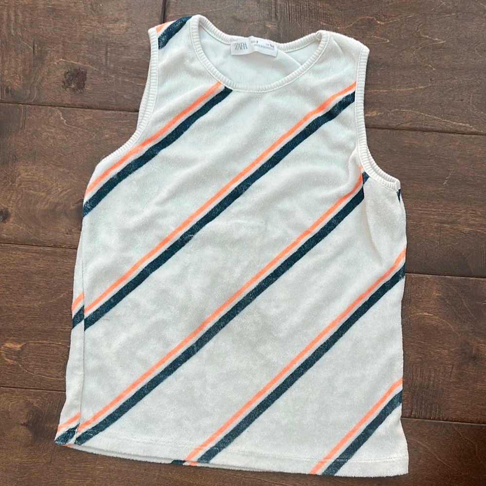 Zara Diagonal Striped Tank Top in Orange and Dark Green